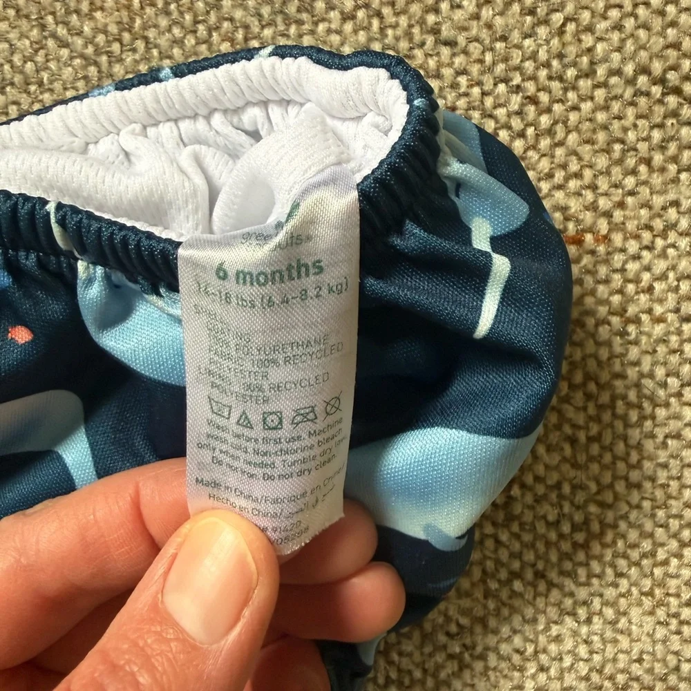 Green Sprouts Navy Whale Print Reusable Swim Diaper for Kids